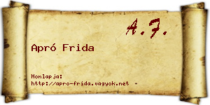 Apró Frida névjegykártya